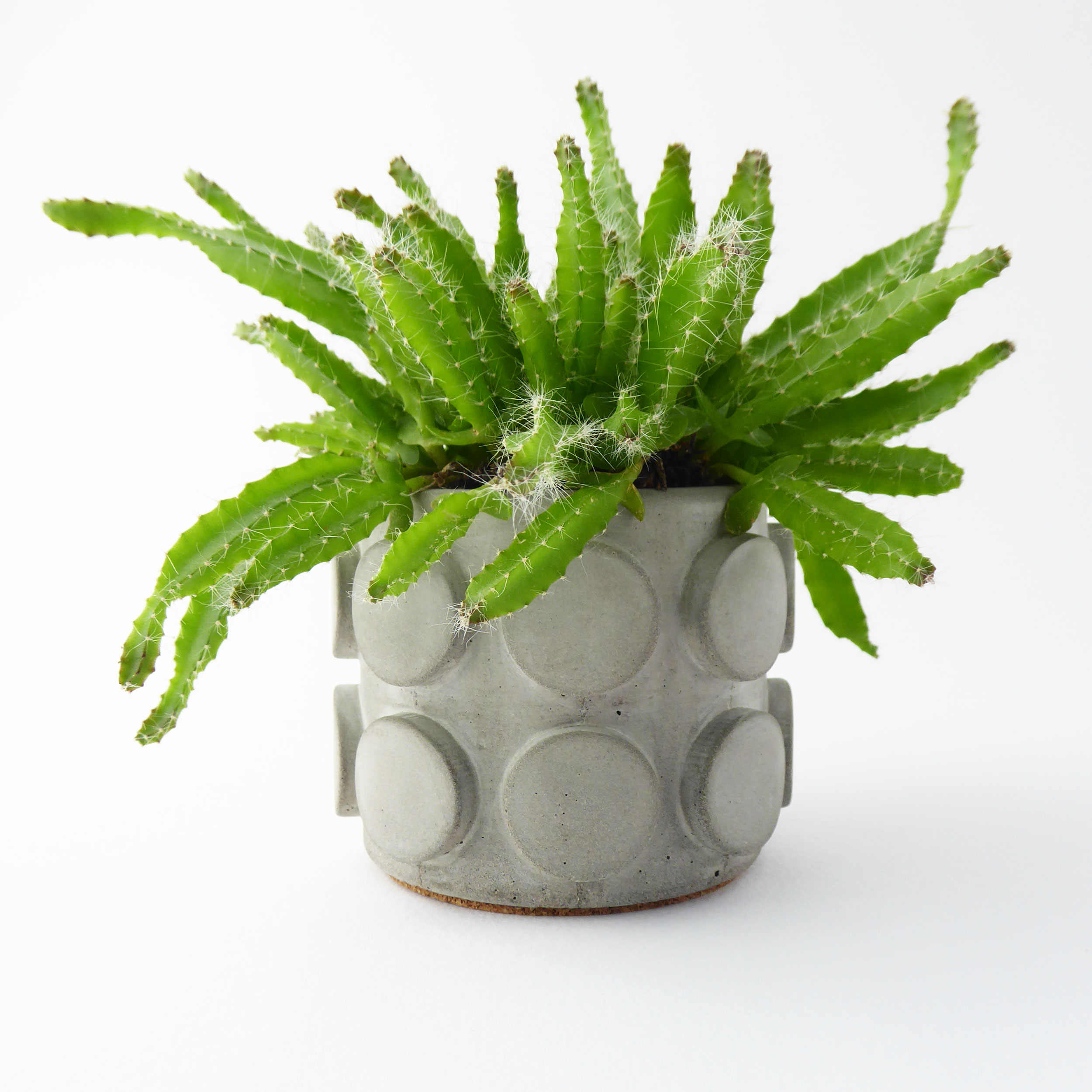 Set of 3 handmade concrete plant pots - natural grey or white