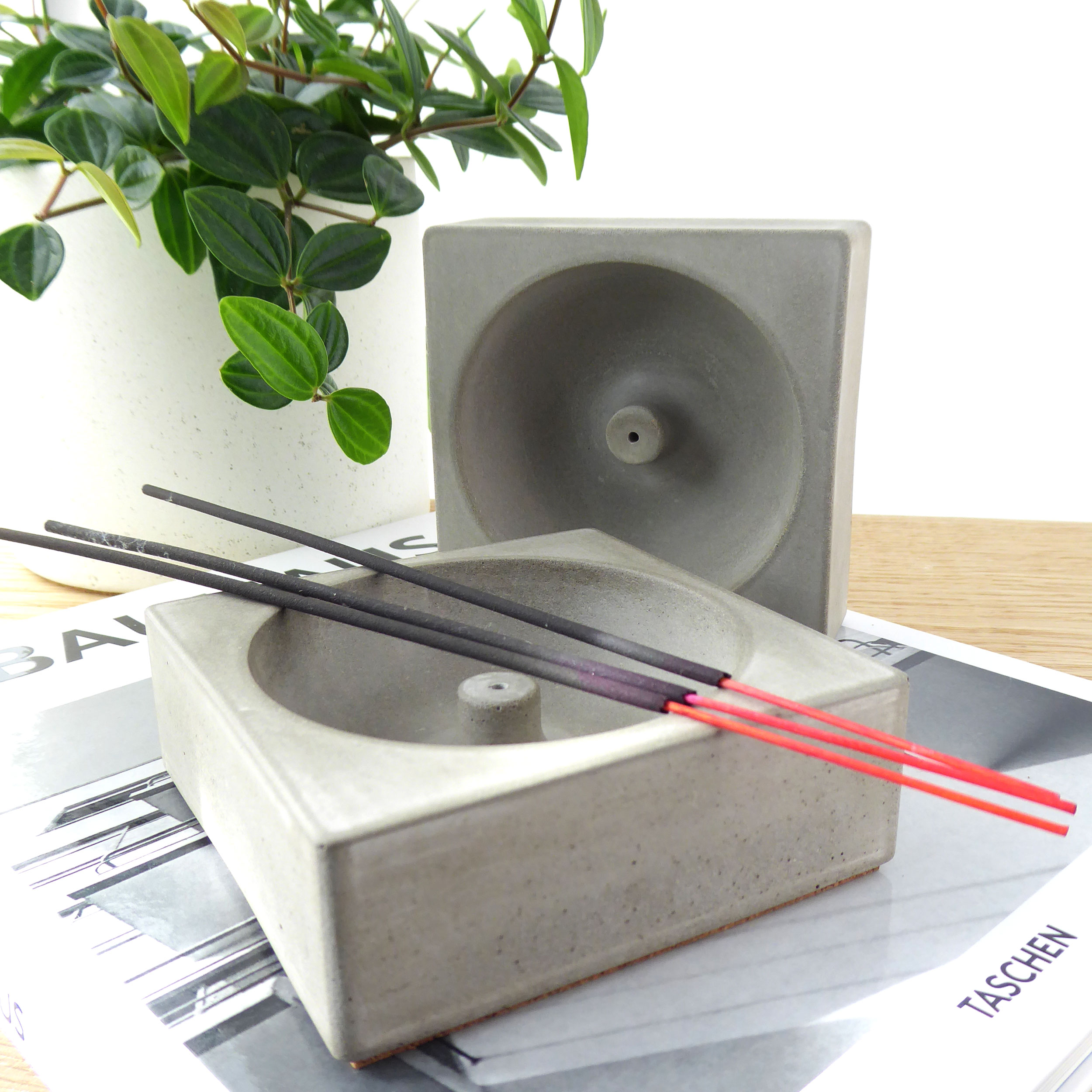 Handmade concrete incense holder