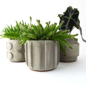 Set of 3 handmade concrete plant pots - natural grey or white