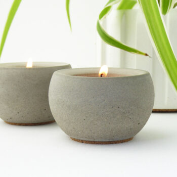 Handmade concrete tealight holder - natural grey or white
