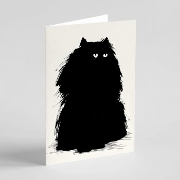 Black Fluffy Persian Cat – Handmade – Cat Lovers Card