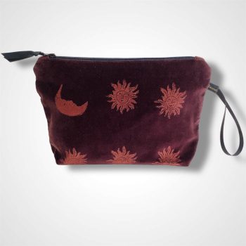 Brown Velvet Sun and Moon Makeup Bag