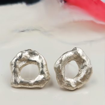 Chunky Sterling Silver Molten Stud Earrings