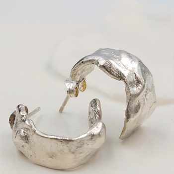 One of a Kind Sterling Silver Organic Stud Earrings