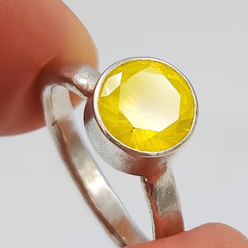 Molten Sterling Silver Ring: Yellow YAG Gemstone