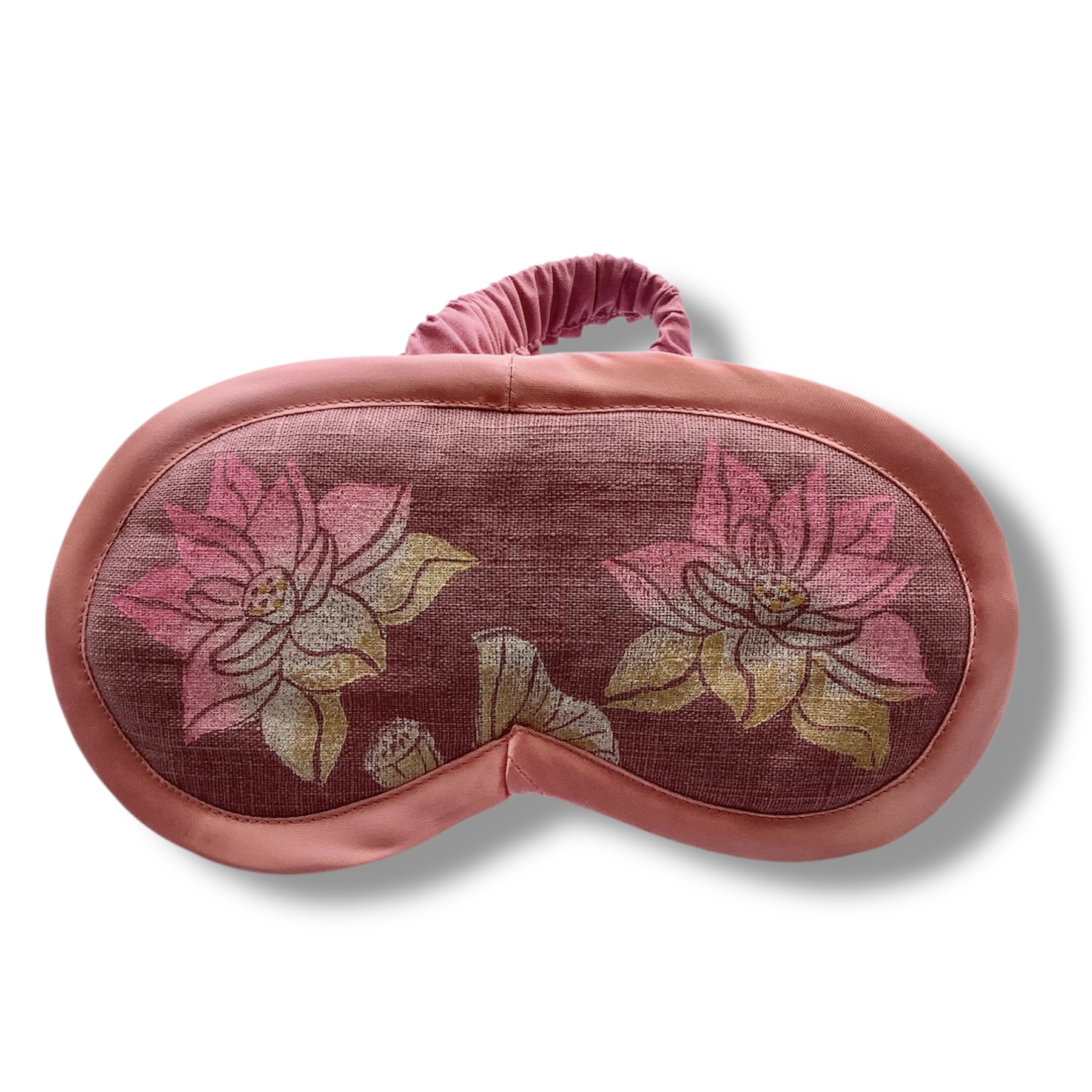 Dusty Pink Linen Lotus Flower Lavender Eye Mask