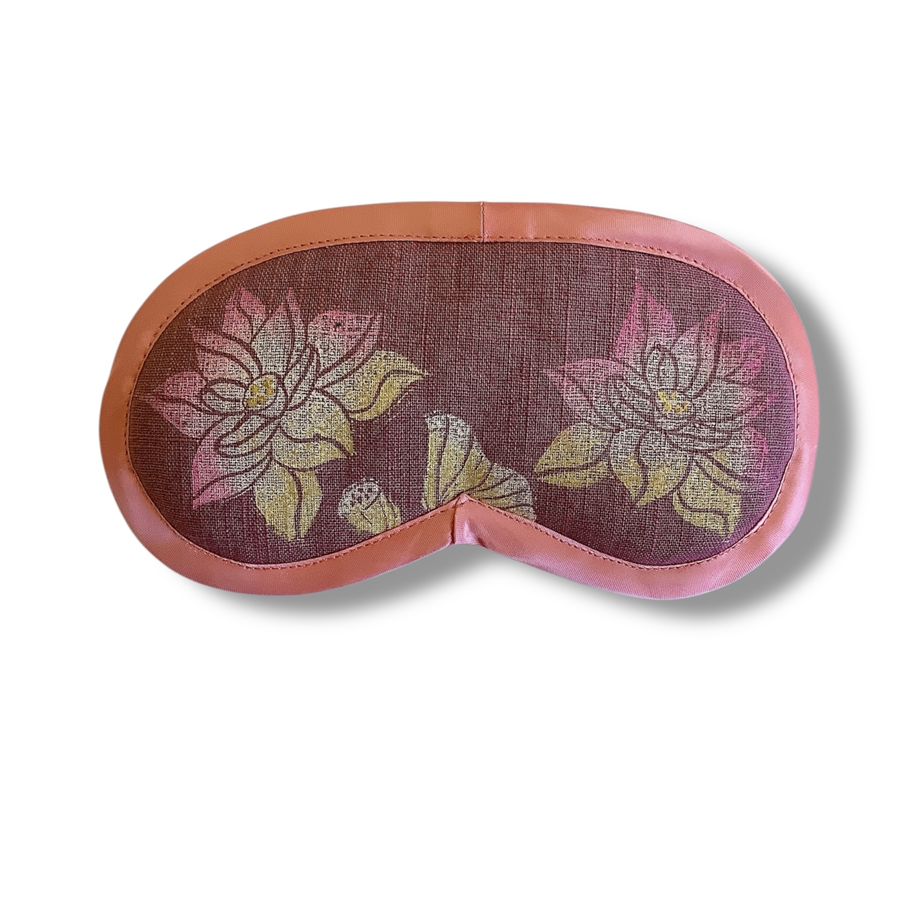Dusty Pink Linen Lotus Flower Lavender Eye Mask