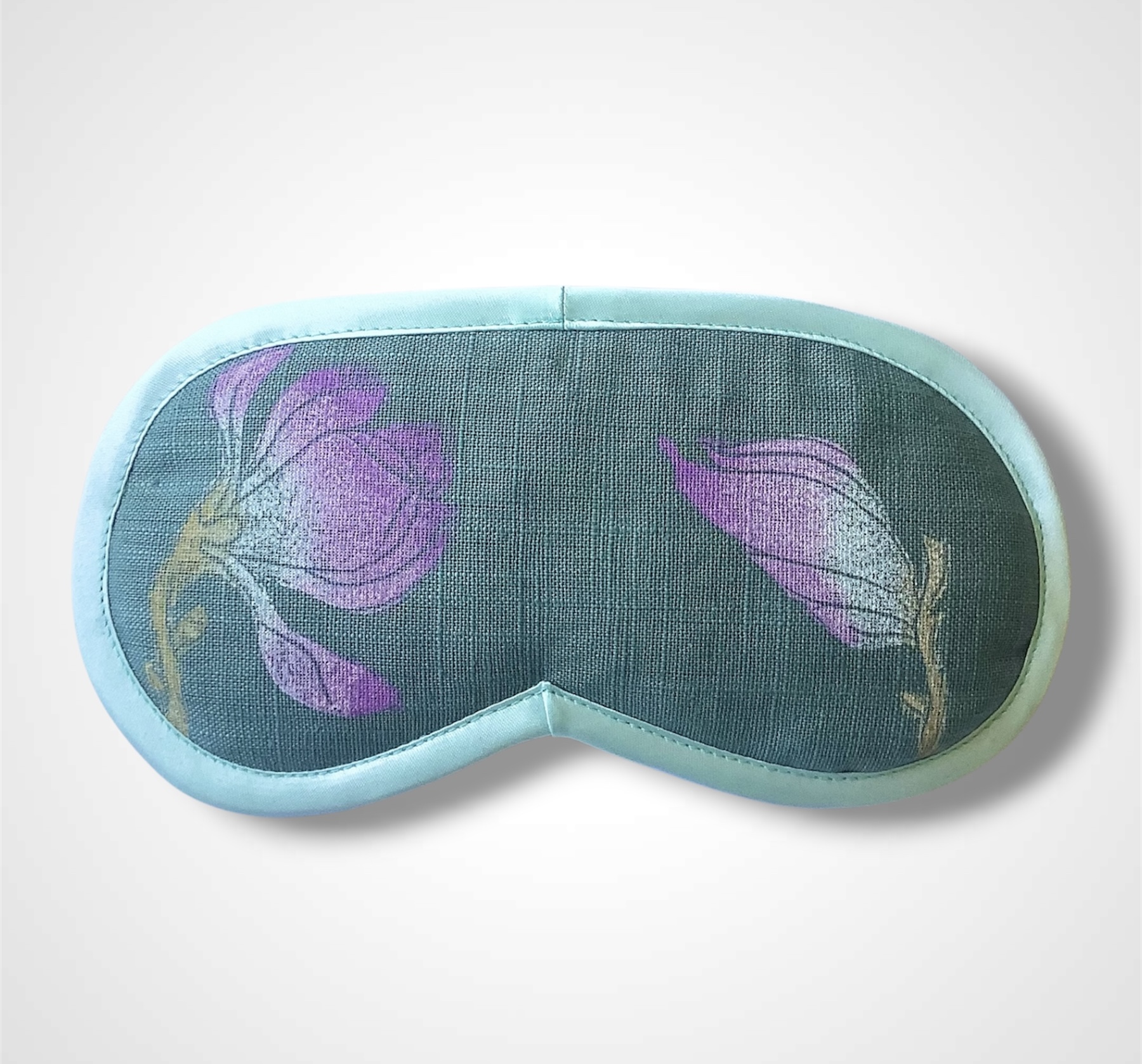 Sage Green Magnolias Linen Lavender Eye Mask