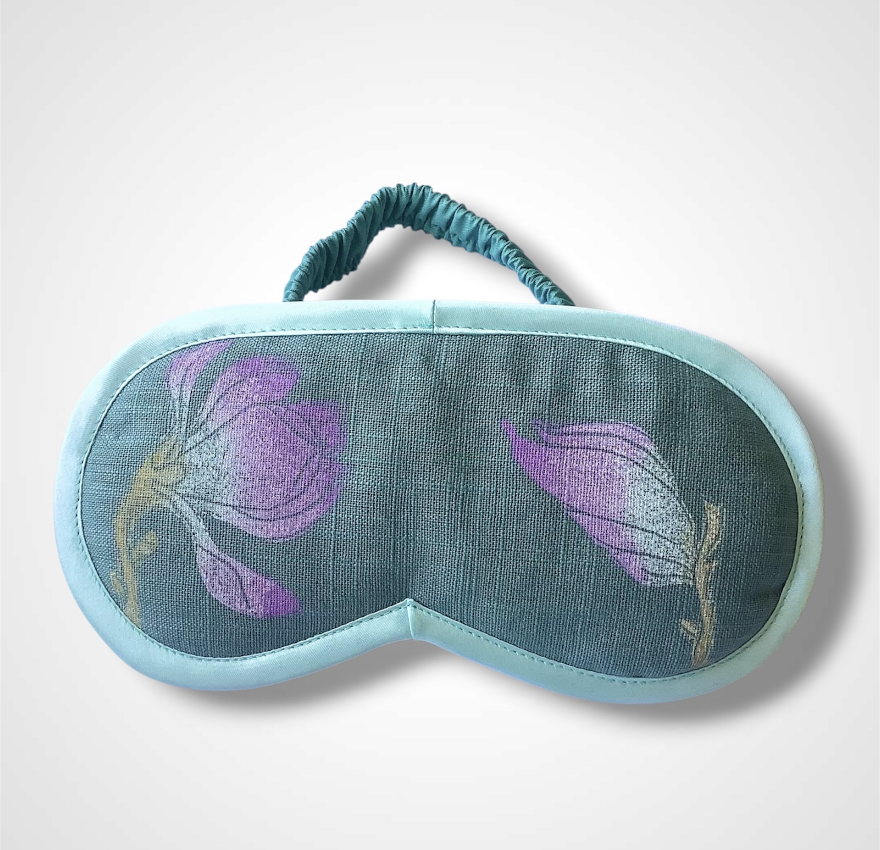 Sage Green Magnolias Linen Lavender Eye Mask