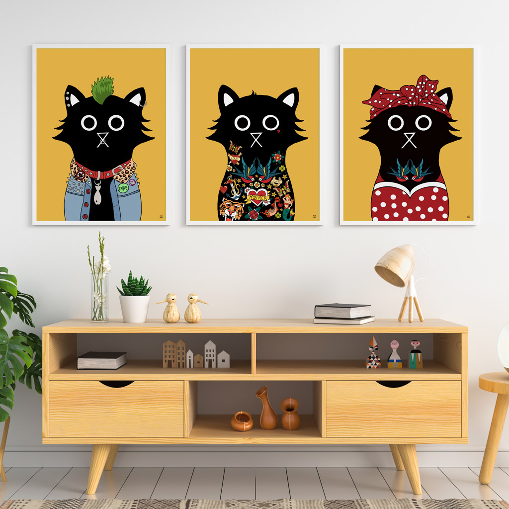 Cat Tattoo Art Print | Cats with Tats Collection | Jerry Cat