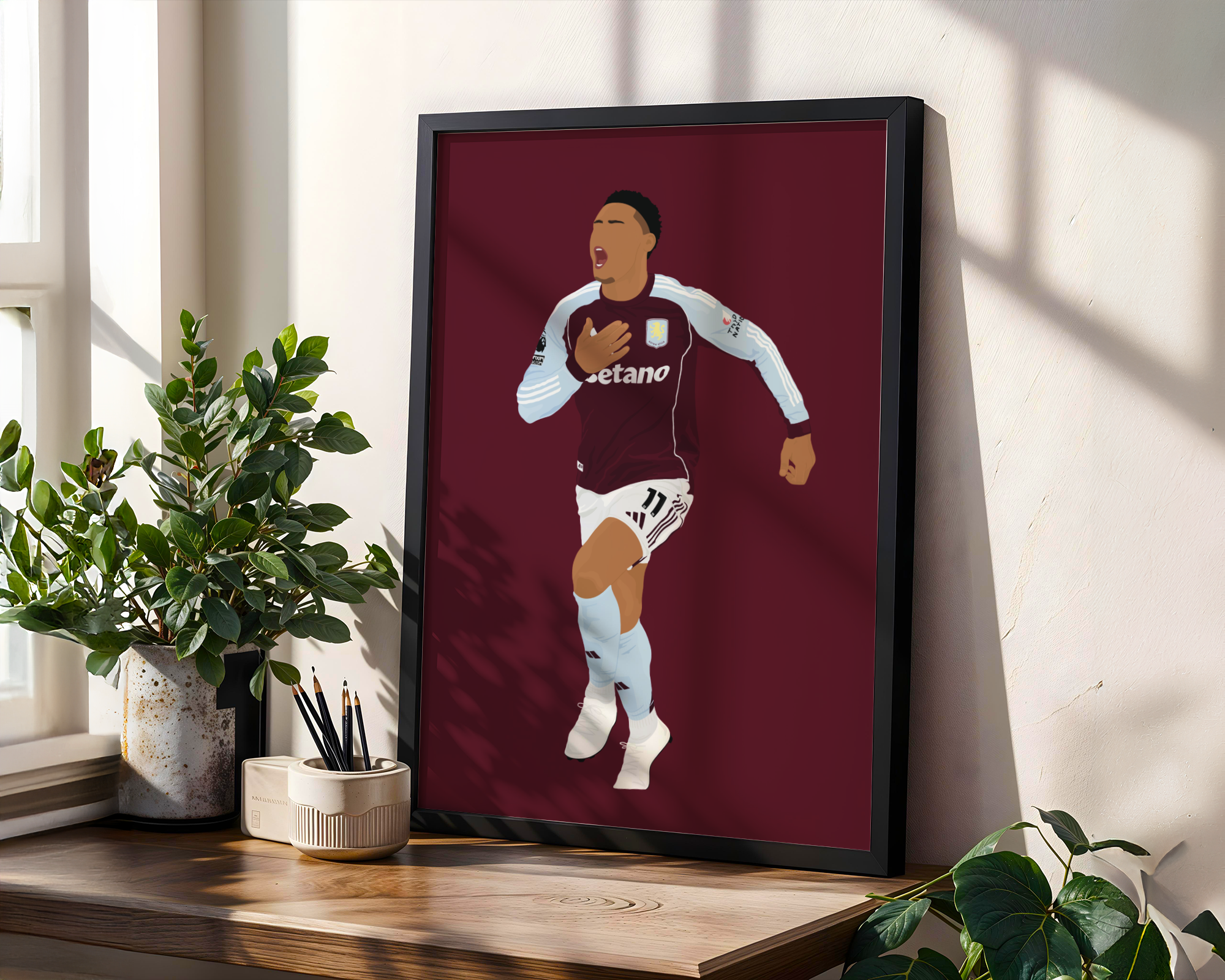 Ollie Watkins Art Print - Hand-Drawn Football Wall Art