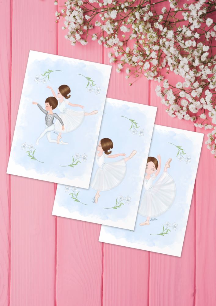 Handcrafted Greeting Card Theme Ballet Giselle - Set of 3 cards