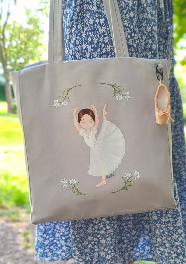 Handcrafted Multi Pockets Tote Bag Theme Ballet Giselle