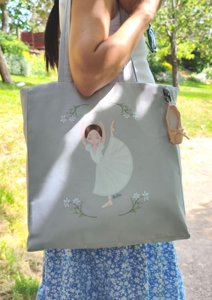 Handcrafted Multi Pockets Tote Bag Theme Ballet Giselle