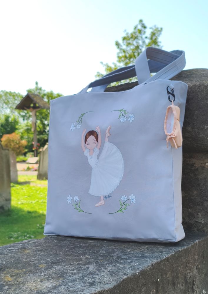 Handcrafted Multi Pockets Tote Bag Theme Ballet Giselle