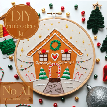 DIY embroidery kit for beginners - Gingerbread house