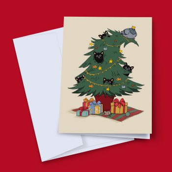 Purr-Fect Chaos Black Cat Christmas Card